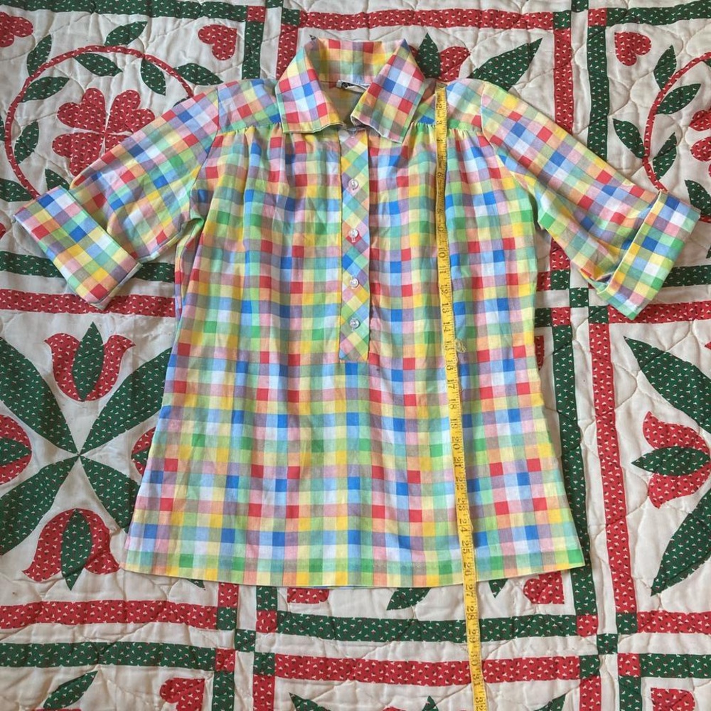 1960’s rainbow plaid top - Picture 5 of 8